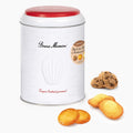 Blik met assortiment van mini koekjes