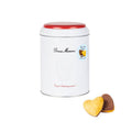 Blik met hartvormige cakejes gedipt in melkchocolade